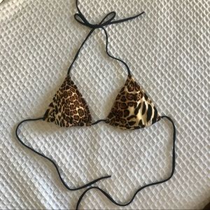 Cheetah Triangle String Bikini Top